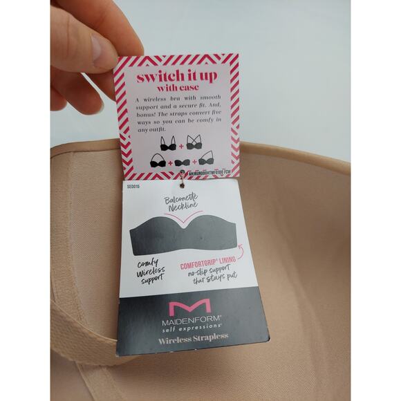 Maidenform Wireless Strapless 5 Way Convertible Multiway Bra Beige New 38D - Picture 6 of 7
